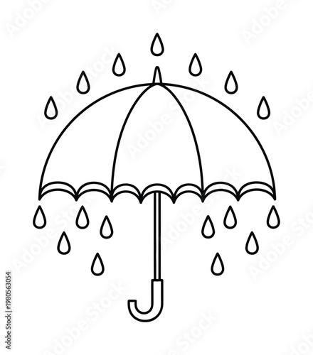 Vector of an umbrella with raindrops falling around it