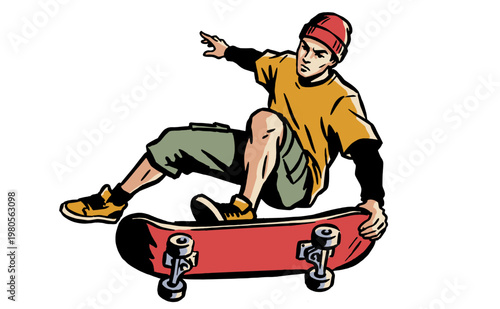 Urban skate culture artwork. Youth skateboarder lifestyle. Street sport graphic print design for t-shirt, poster, sticker, and apparel.