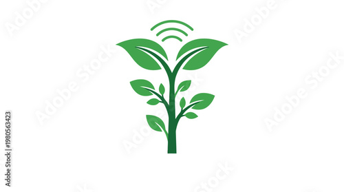 Smart Farming Technology Concept with Green Plant and Wifi Signal