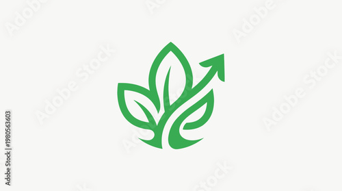 Abstract Leaf with Arrow Growth and Nature Concept