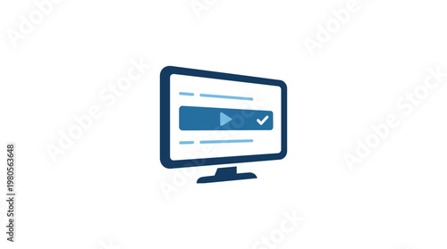 Computer Screen Showing a Video Playback with Checkmark