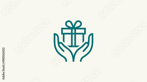 Minimalist Gift Icon Held in Hands