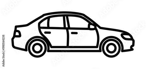 Vector of a modern, sleek four-door sedan car in a minimalist design