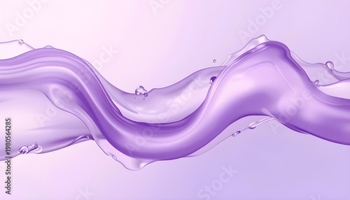 A vibrant purple liquid wave flowing across a soft gradient background