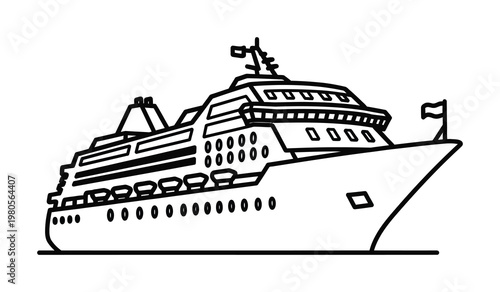 Vector of a large cruise ship floating on calm waters
