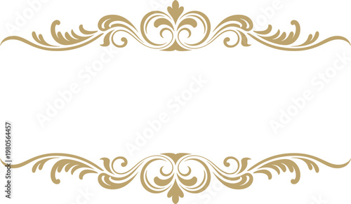 Elegant golden ornamental divider illustration, decorative flourish border elements set for luxury design