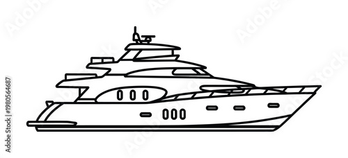 Vector of a sleek luxury yacht with modern design features in a minimalistic style