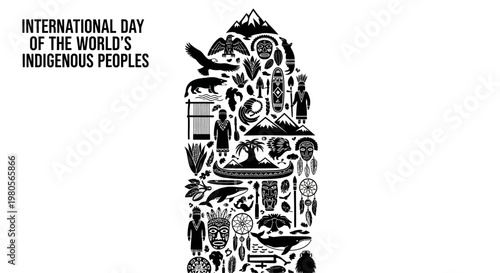 International Day of the Worlds Indigenous Peoples symbolic illustration.