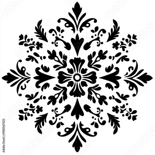 Ornament floral pattern mandala vintage decorative black design symmetry elegant ornament floral pattern mandala vintage decorative black design symmetry on white background
