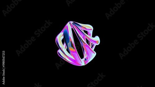 Vibrant abstract artwork features swirling shapes with looping animation