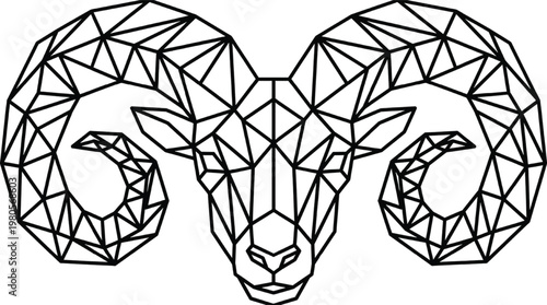 Minimalist Geometric Aries Zodiac Constellation | Modern Astrology Star Sign Polygon Line Art Isolated Transparent PNG