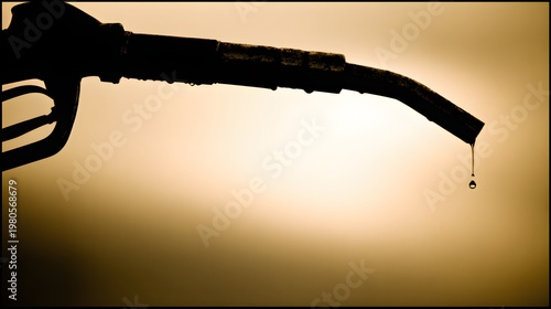 Silhouette of Gas Pump with Glowing Oil Drop in Background