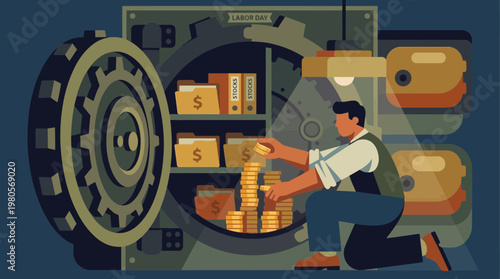 Labor Day Financial Savings and Wealth Illustration