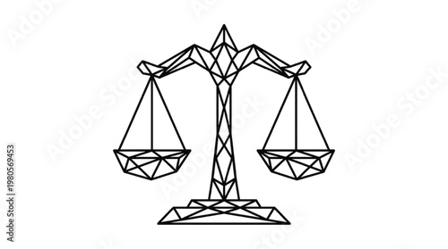 Minimalist Geometric Libra Zodiac Constellation | Modern Astrology Star Sign Polygon Line Art Isolated Transparent PNG