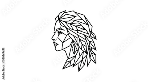 Minimalist Geometric Virgo Zodiac Constellation | Modern Astrology Star Sign Polygon Line Art Isolated Transparent PNG