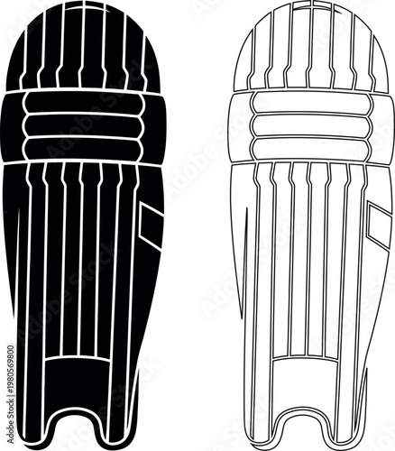 Cricket wicket keeping pads silhouette illustration for sports equipment protection