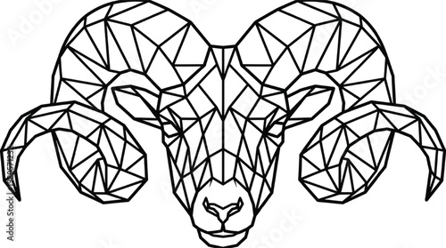 Minimalist Geometric Aries Zodiac Constellation | Modern Astrology Star Sign Polygon Line Art Isolated Transparent PNG