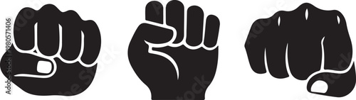 Black silhouette hand gestures pointing clicking and grabbing on white background