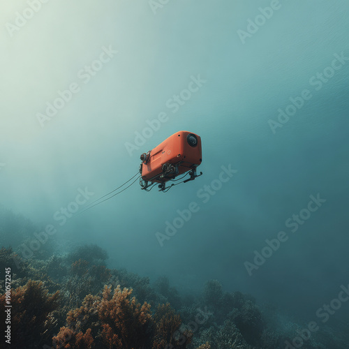 underwater drone repairs damaged cables in ocean near coral reef demonstrating its innovative technology