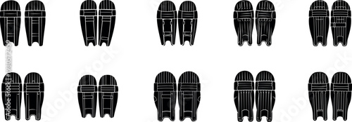 Cricket wicket keeping pads silhouette design for sports equipment illustration