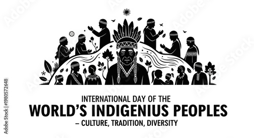 Graphic Illustration Commemorating International Day of the Worlds Indigenous Peoples.