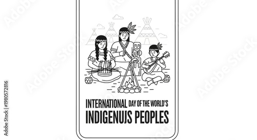 International Day of the Worlds Indigenous Peoples celebration illustration.