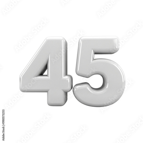 3d silver number 45