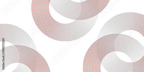 Abstract white background with red circle lines. Digital future technology concept.