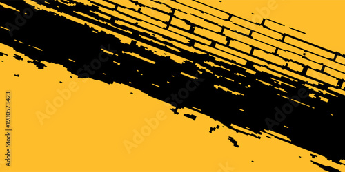 Yellow and black backdrop with dot halftone pattern element. Abstract brush grunge background. retro comic concept vector illustration