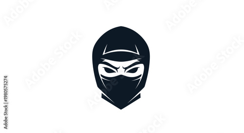 Ninja Warrior Masked Face Silhouette Icon - Dark Knight Symbol