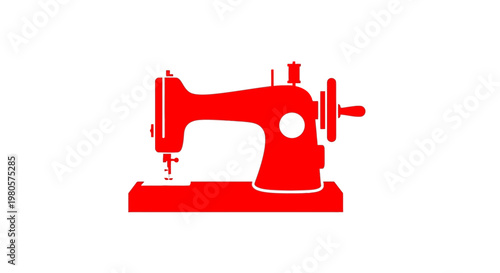 Red Sewing Machine Icon on White Background