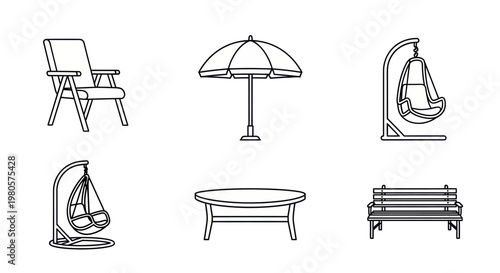 Outdoor Patio Furniture Icon Set – Garden & Balcony Icons
