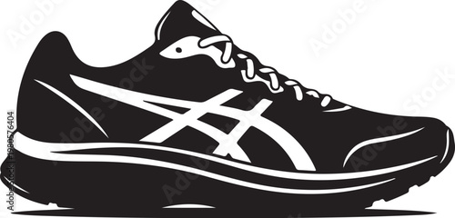 Black and white running shoe with white sneaker