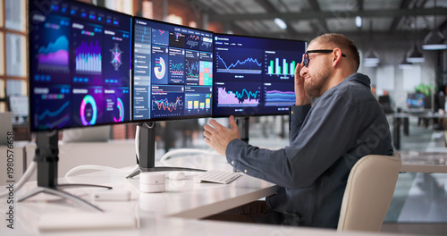 Photos Stressed Business Analyst Struggles To Manage Overloaded Data