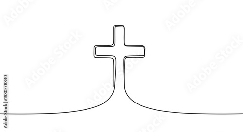 Simple Cross Symbol Religious Icon.