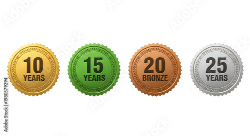 Milestone awards representing 10, 15, 20, and 25 years of service or achievement