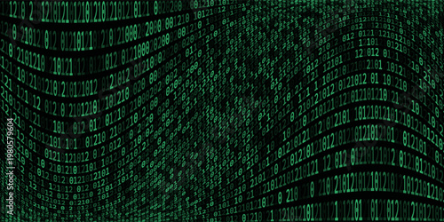 red cyber hack notification alert in green matrix binary data falling with corrupted data lines background banner template