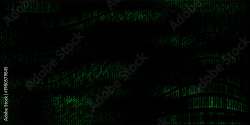 red cyber hack notification alert in green matrix binary data falling with corrupted data lines background banner template