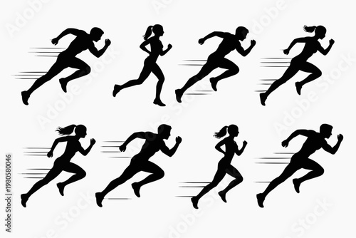 Running People Silhouettes
Sprint Athlete Set
Runner Action Collection