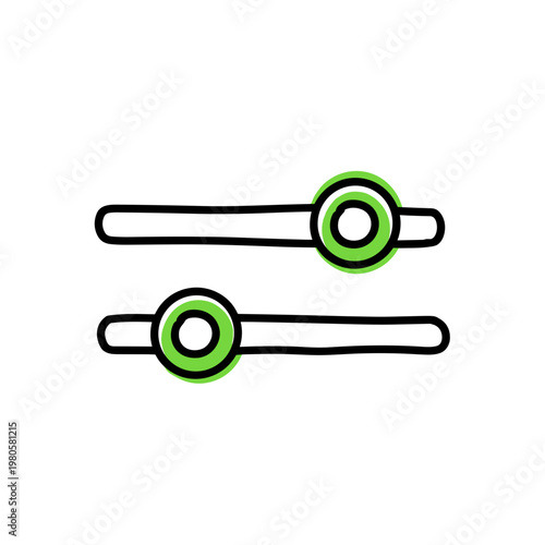 Graphic illustration of two sliders with green accents  