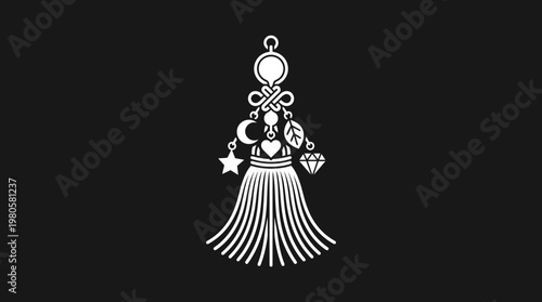 Elegant Black And White Amulet Ornament