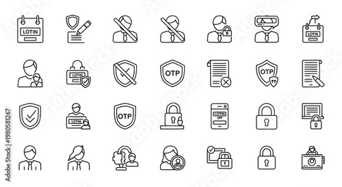 Security and Privacy Icons A Comprehensive Set of Symbols for Digital Protection, Authentication, and Data Safety