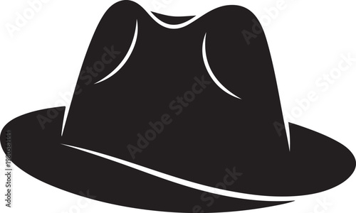 Black cowboy hat with white highlights silhouette