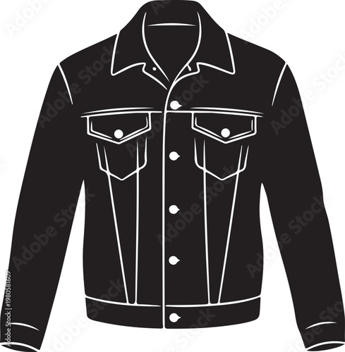 Black denim jacket with white outline clothing fashion