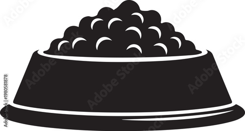 Black dog food bowl filled with kibble pet bowl pet food