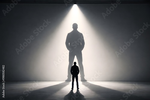 Oversized Shadow Silhouette of a Person Representing Potential, Fear and Inner Growth