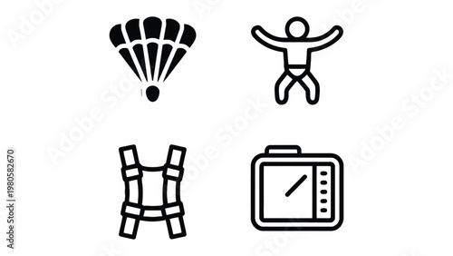 Skydiving Icons: A collection of simple, stylized icons symbolizing the exhilarating world of skydiving.