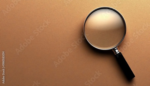 Magnifying Glass on Textured Brown Background with Copy Space