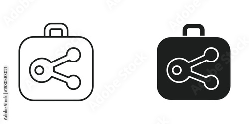 Contrasting icons of a briefcase with a usb symbol for data transfer or connectivity