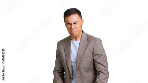 Quadro su tela Business man expressing aversion with disgusted facial expression